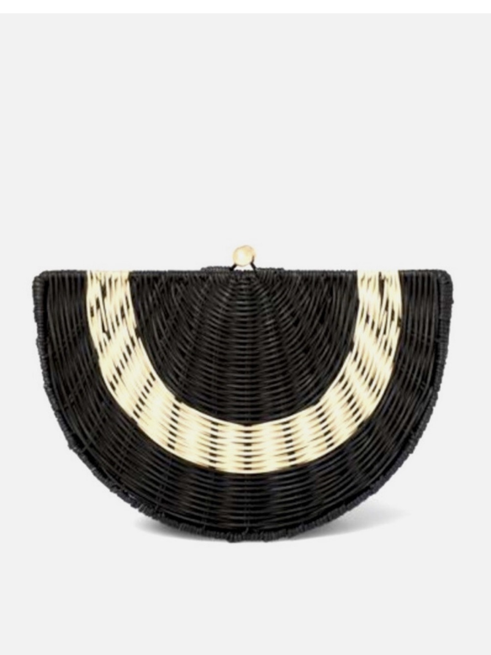 Tabitha Brown for Target Geometric Rattan Clutch Black White Woven Half Moon Bag